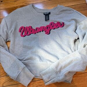 Wrangler Heather Gray Sweatshirt with Pink Script